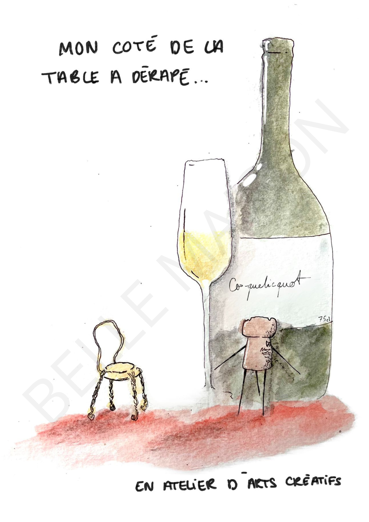 Illustration à l'aquarelle - Mon côté de la table a dérapé