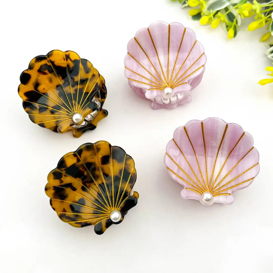 Barrette coquillage rose nacré