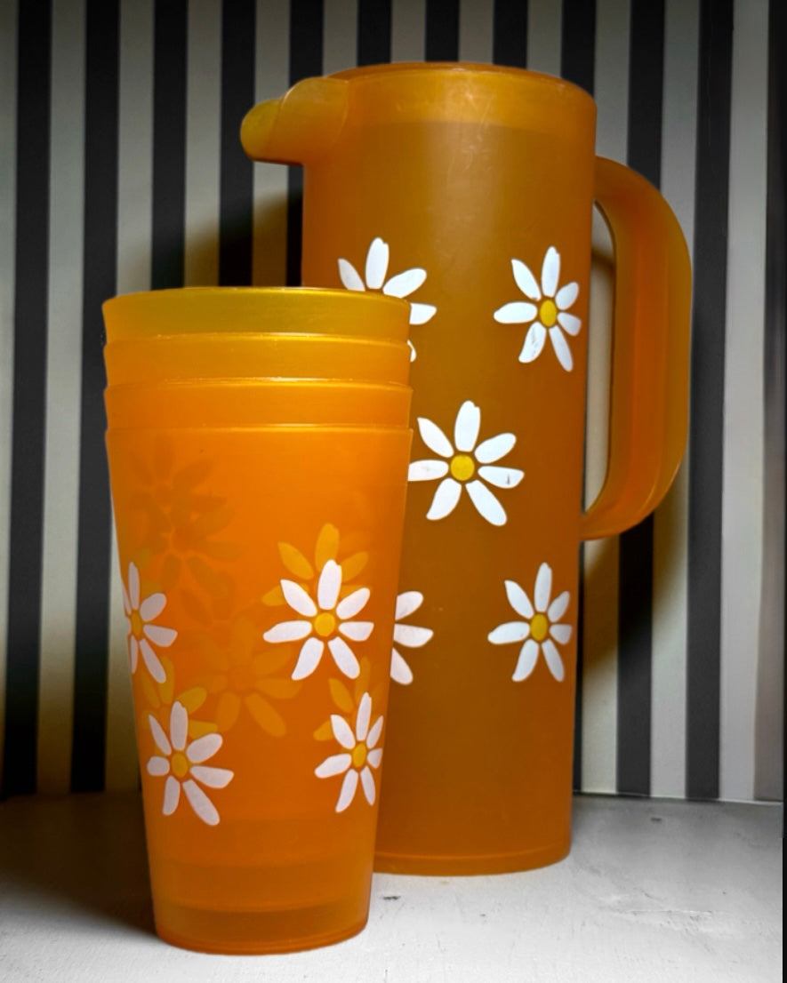Pichet et verres vintage orange - produits chinés