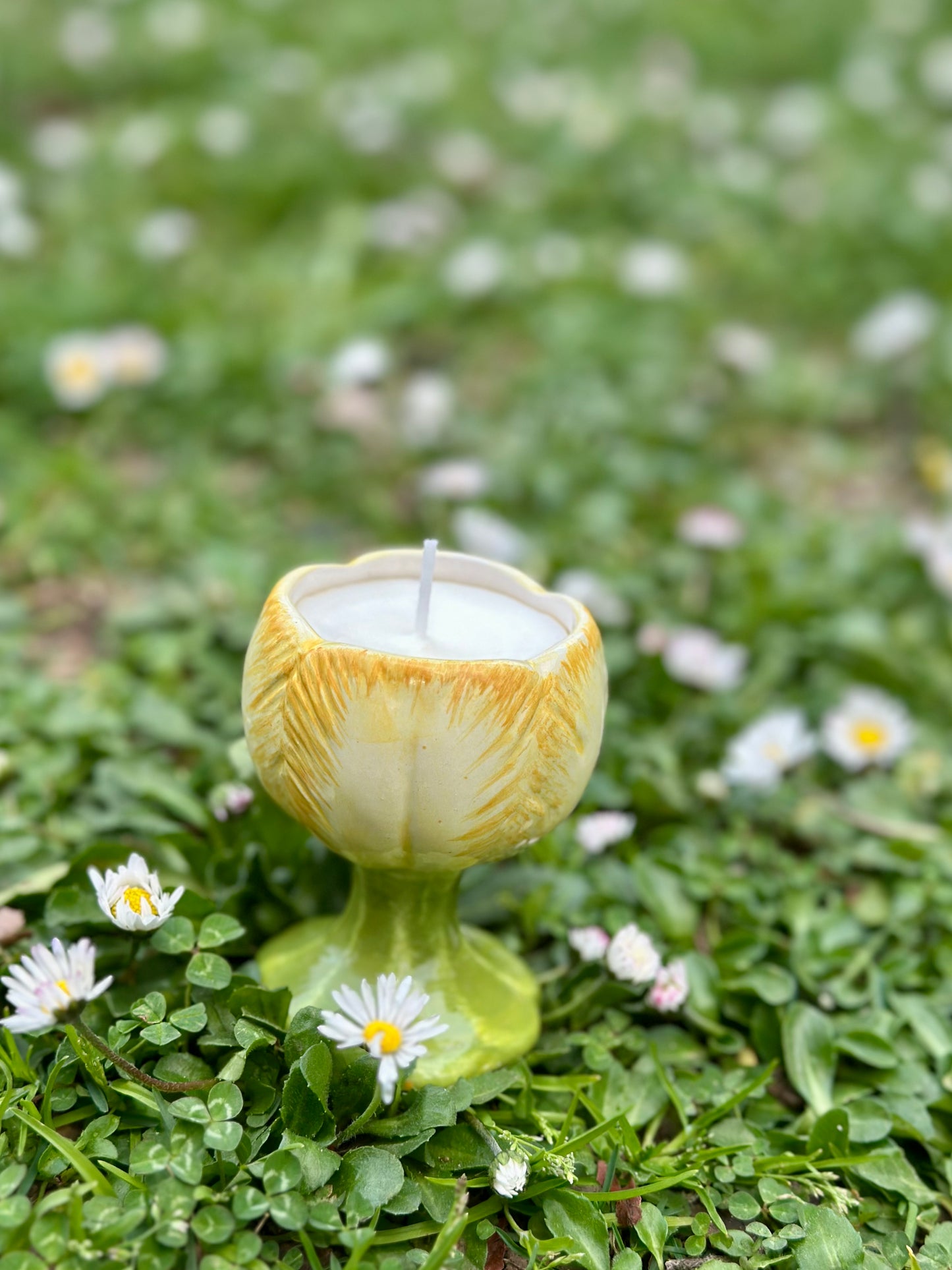 Bougie fleur - herbe coupée
