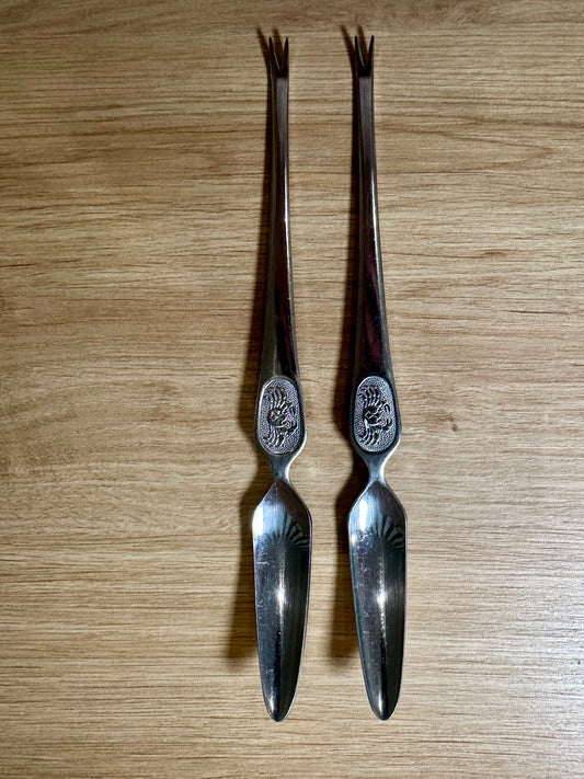 Duo de couverts à crustacés vintage - produits chinés