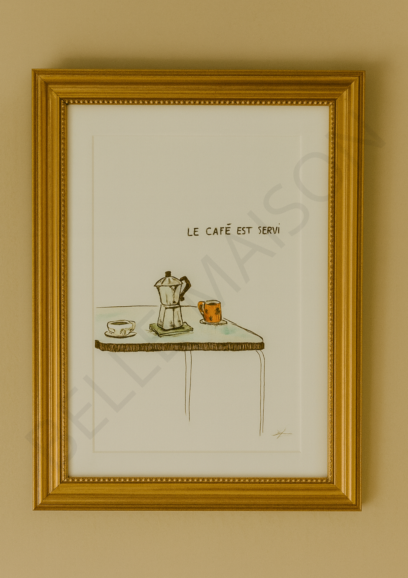 Illustration à l'aquarelle - Le café est servi