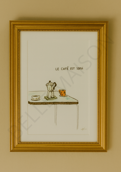 Illustration à l'aquarelle - Le café est servi