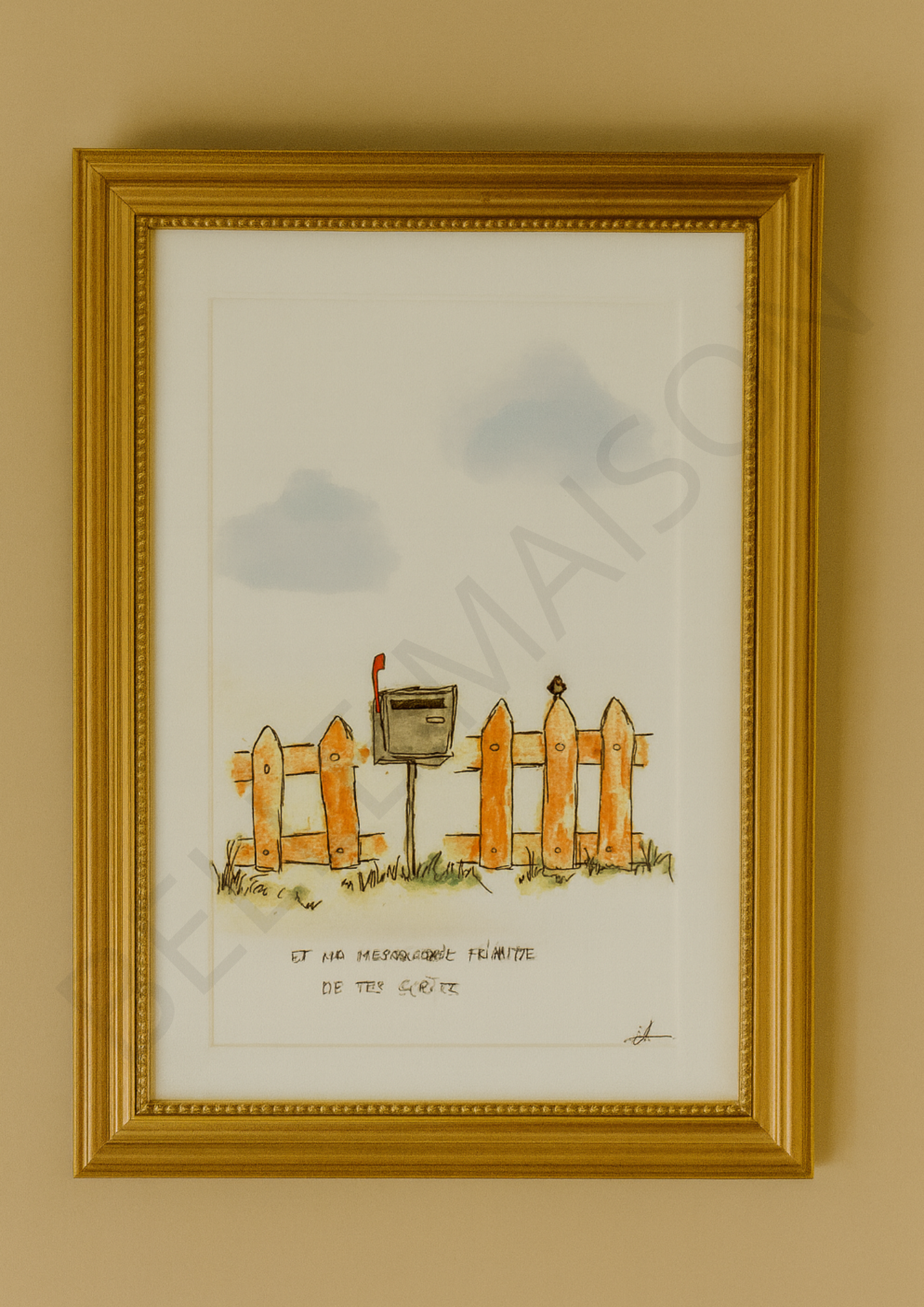 Illustration à l'aquarelle - Et ma messagerie friande de tes écrits