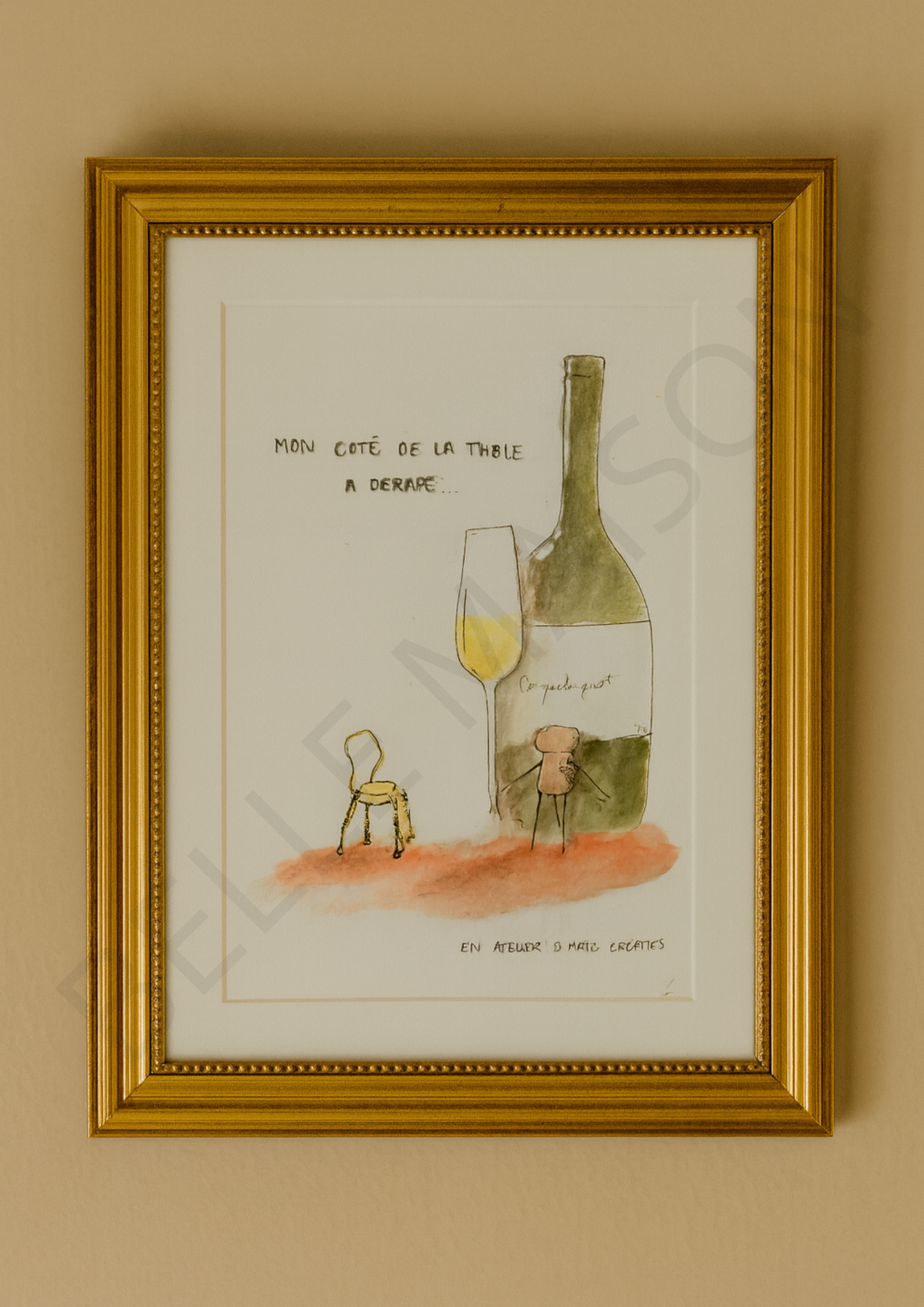 Illustration à l'aquarelle - Mon côté de la table a dérapé