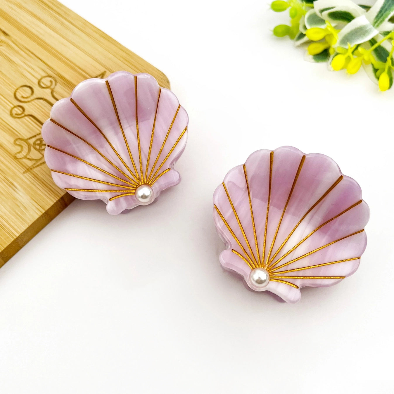 Barrette coquillage rose nacré