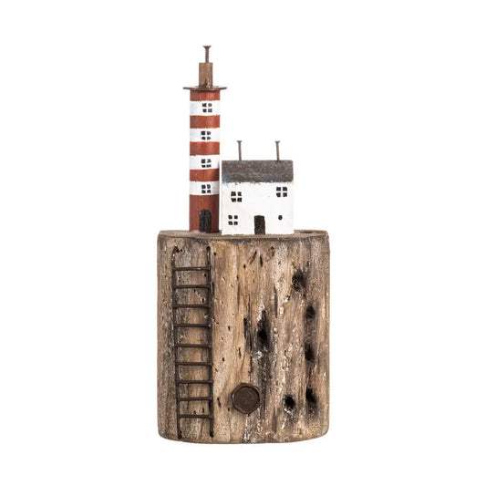 Phare & petite maison sur bois flotté