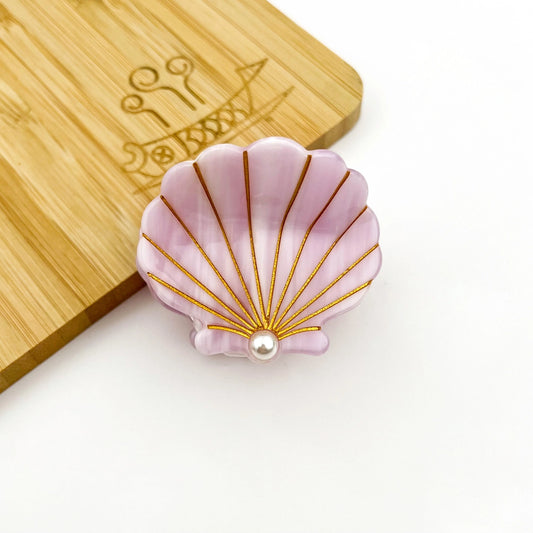 Barrette coquillage rose nacré