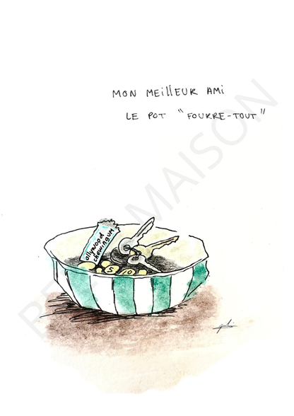Illustration à l'aquarelle - Mon meilleur ami... le pot fourre-tout