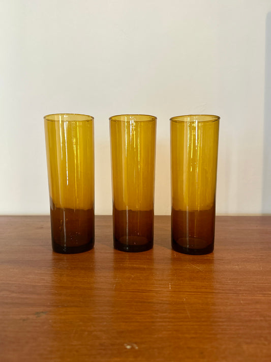 Lot de 3 verres à limonade ambrés - produits chinés
