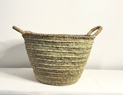 Grand panier de rangement en palme tressée