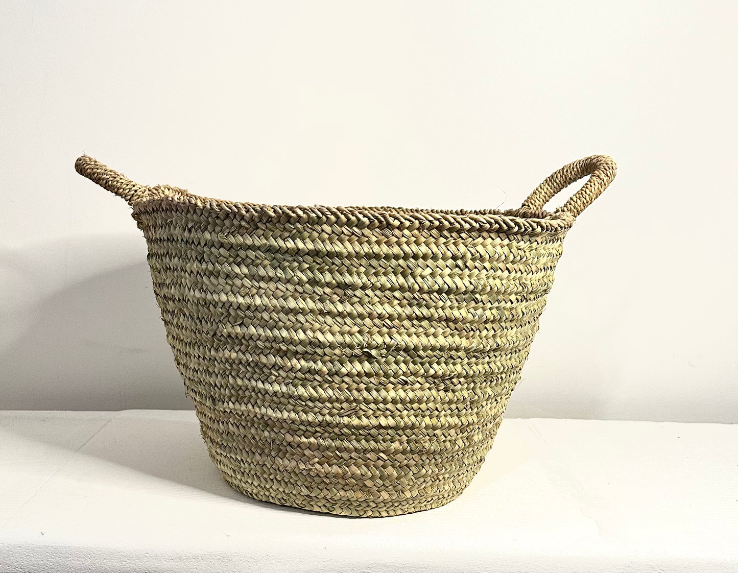Grand panier de rangement en palme tressée
