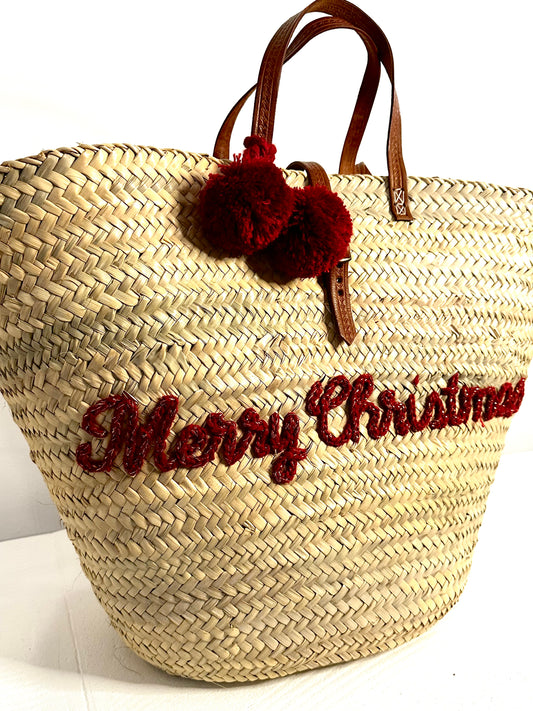Panier-hotte XXL brodé "Merry Christmas"