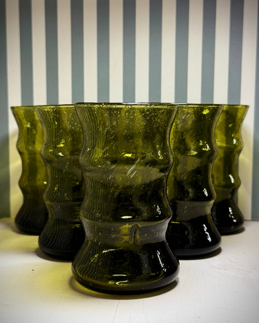 Lot de 6 verres en verre vert - produits chinés