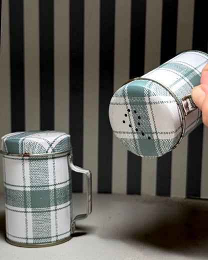 Salière & poivrière motif vichy - produits chinés