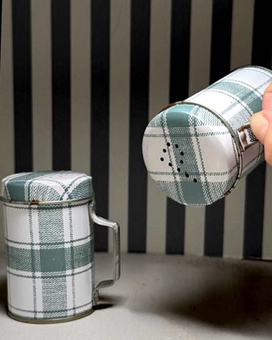 Salière & poivrière motif vichy - produits chinés