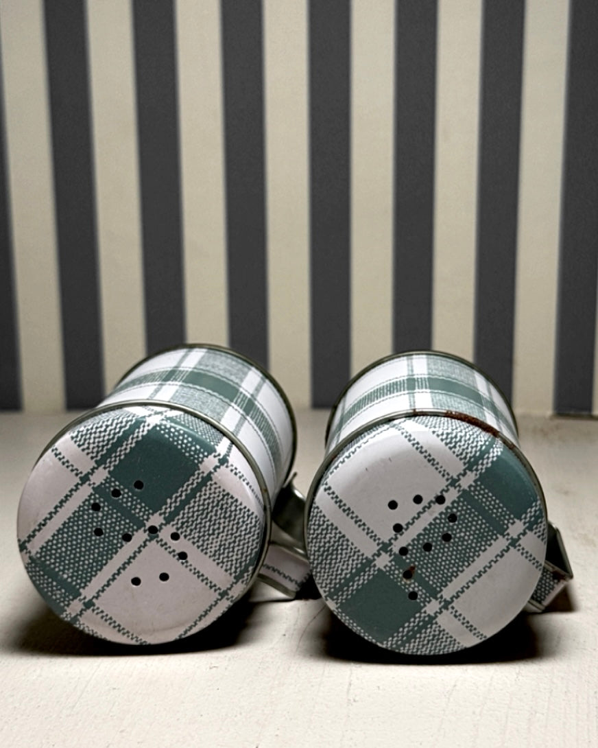 Salière & poivrière motif vichy - produits chinés