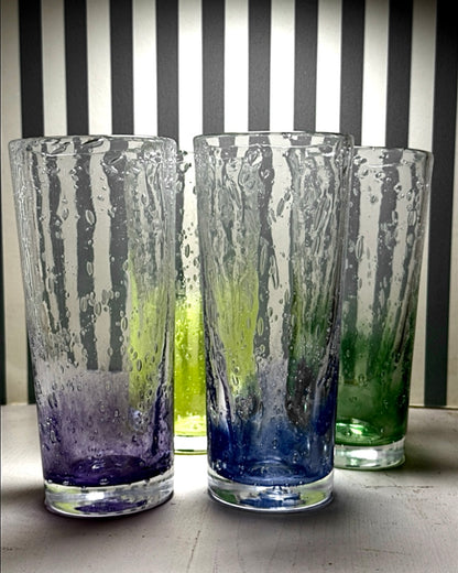 Lot de 4 verres soufflés multicolores - produits chinés