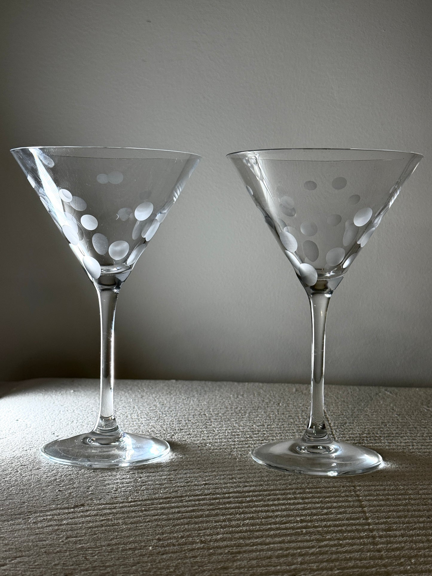 Paire de verres à cocktail pois givrés - produits chinés