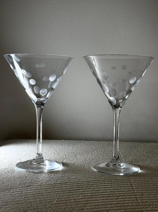 Paire de verres à cocktail pois givrés - produits chinés