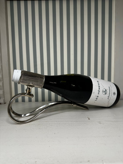 Porte-bouteille design en métal chromé - produit chiné