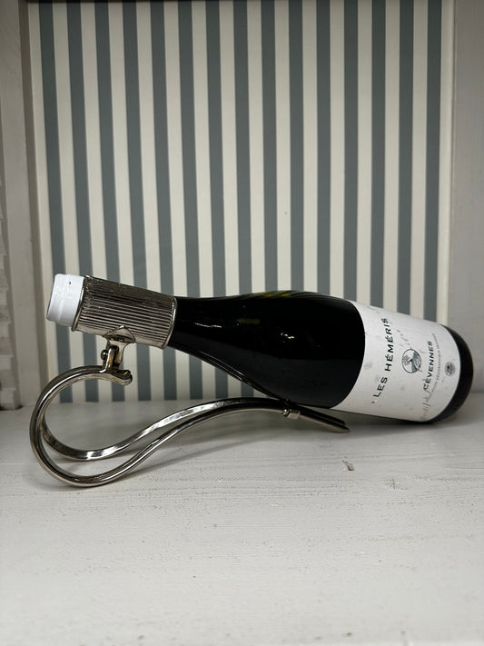 Porte-bouteille design en métal chromé - produit chiné