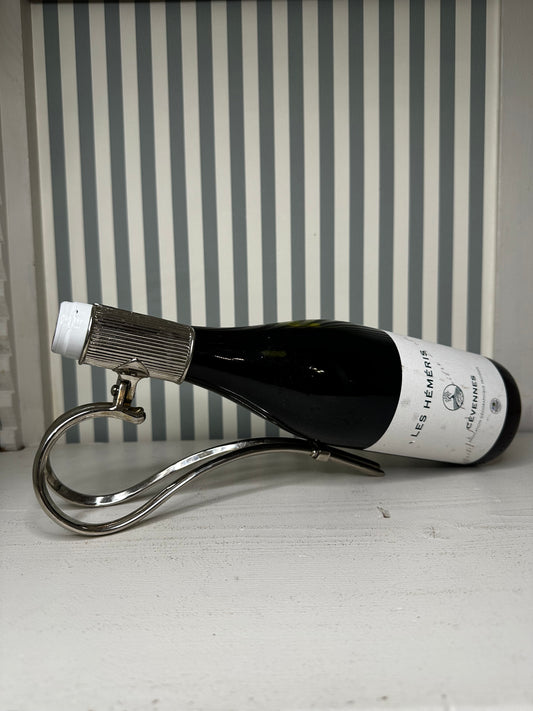Porte-bouteille design en métal chromé - produit chiné