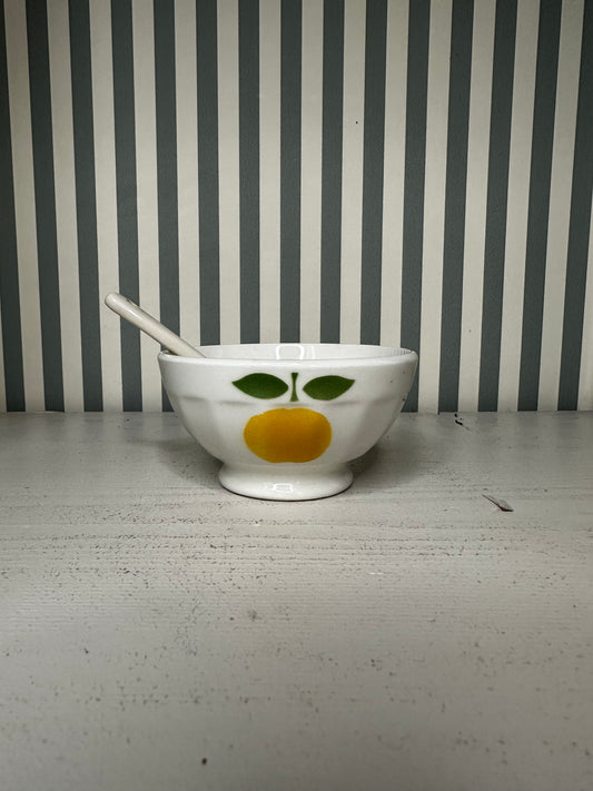 Petit bol clémentine + cuillère en céramique - produits chinés