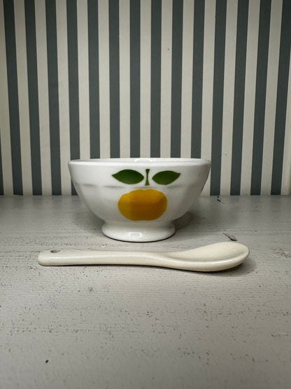 Petit bol clémentine + cuillère en céramique - produits chinés
