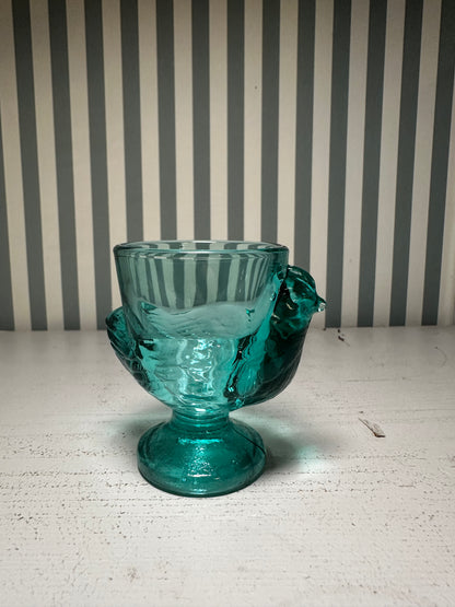 Coquetier “petite poulette” en verre - produit chiné