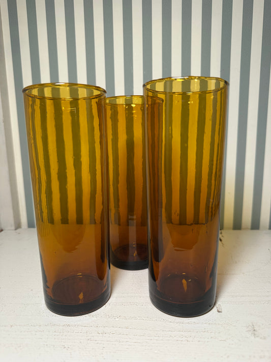 Lot de 3 verres à limonade ambrés - produits chinés