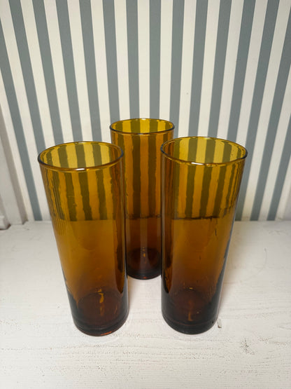 Lot de 3 verres à limonade ambrés - produits chinés