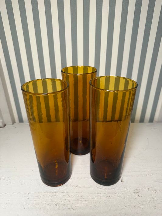 Lot de 3 verres à limonade ambrés - produits chinés