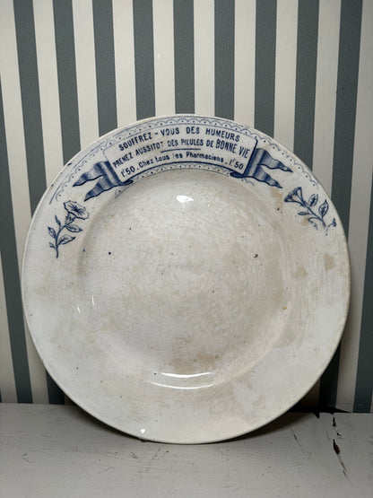 Assiettes publicitaire “Pilules de Bonne Vie” - produits chinés