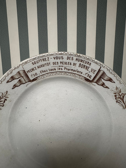 Assiettes publicitaire “Pilules de Bonne Vie” - produits chinés