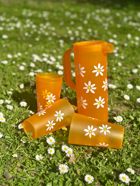 Pichet et verres vintage orange - produits chinés