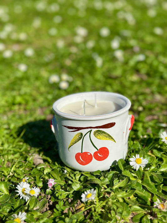 Bougie pot à cerises - tomate basilic