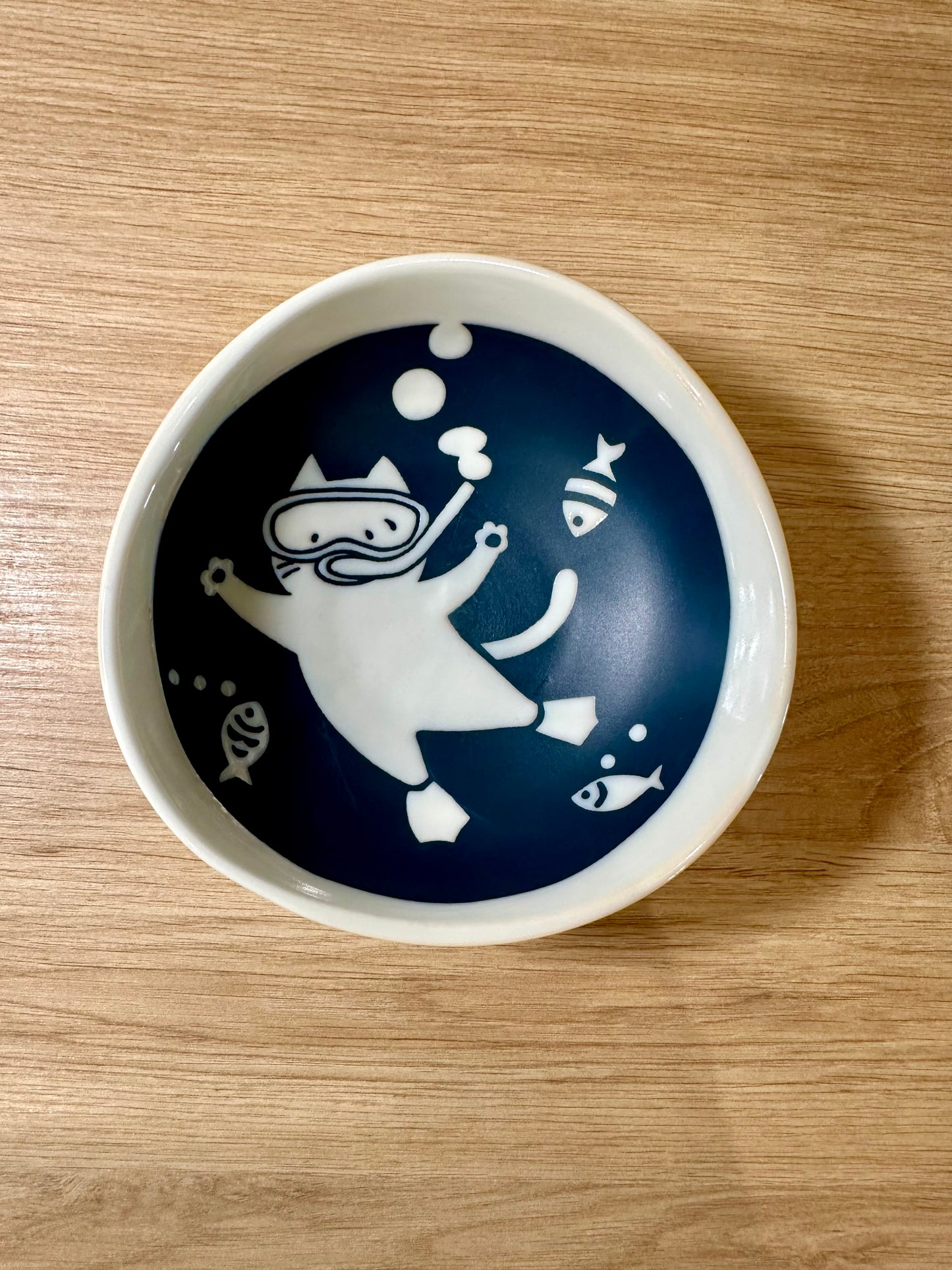 Bol chat plongeur - produit chiné