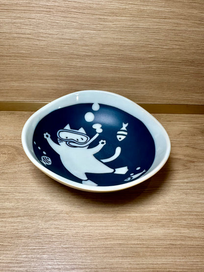 Bol chat plongeur - produit chiné