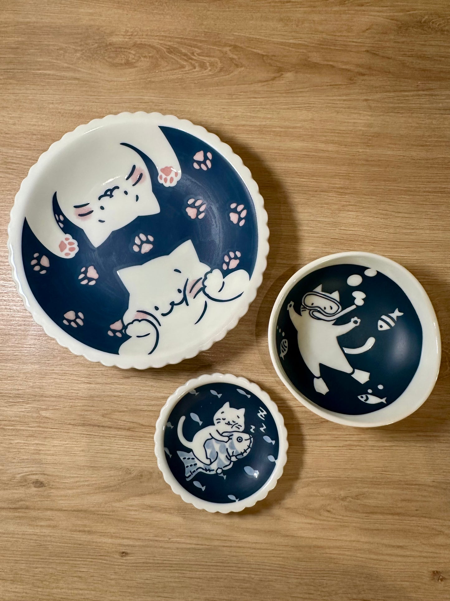 Bol chat plongeur - produit chiné