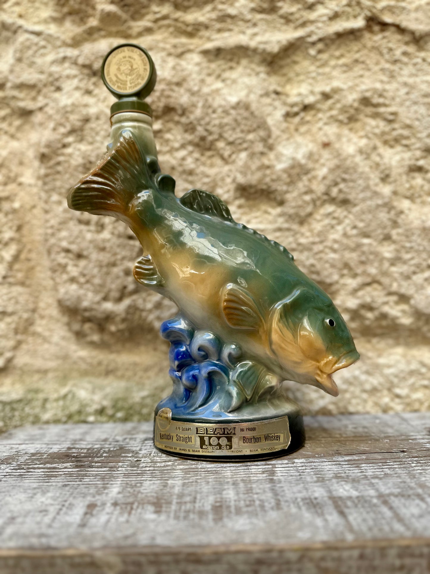 Carafe poisson vintage Jim Beam - produit chiné