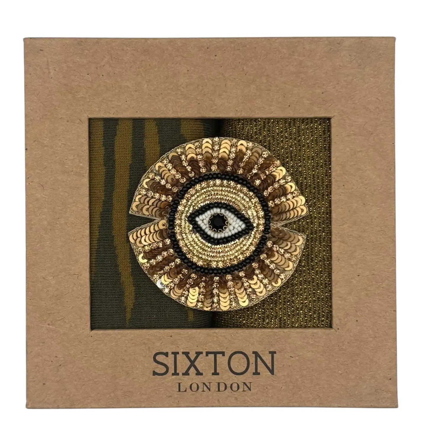 Duo de chaussettes Ivy Savannah & Olive Tokyo avec broche Oeil Soleil