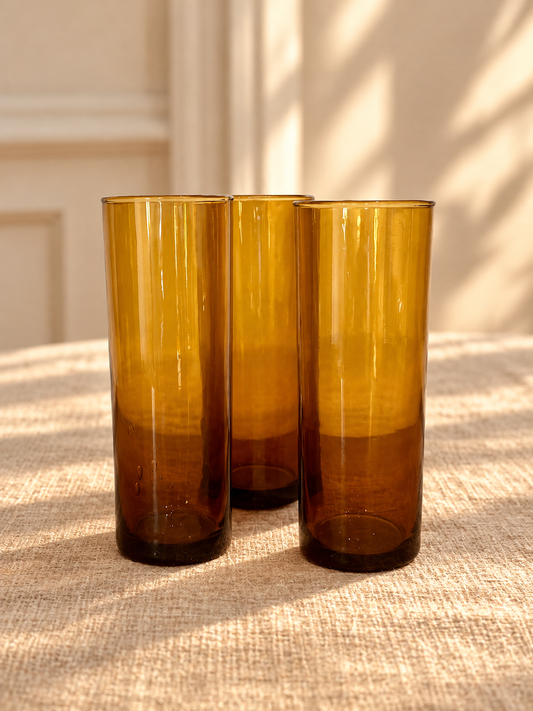 Lot de 3 verres à limonade ambrés - produits chinés