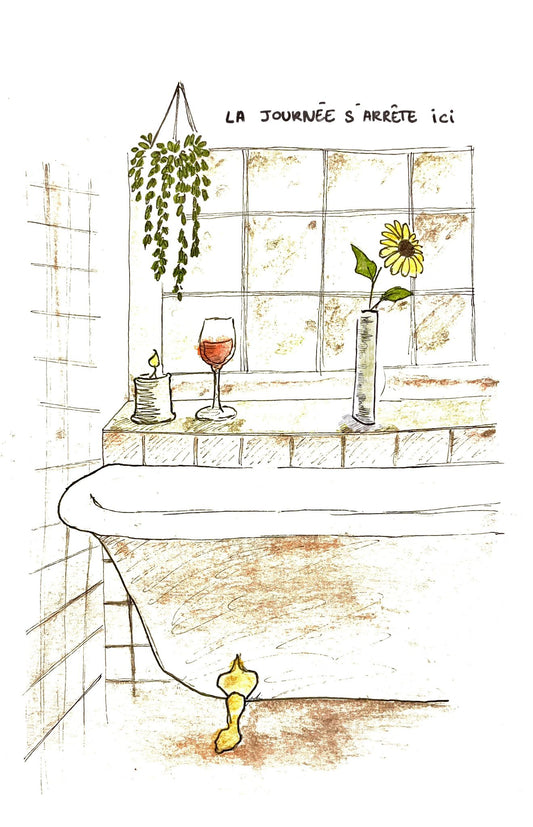 Illustration à l'aquarelle - La journée s'arrête ici