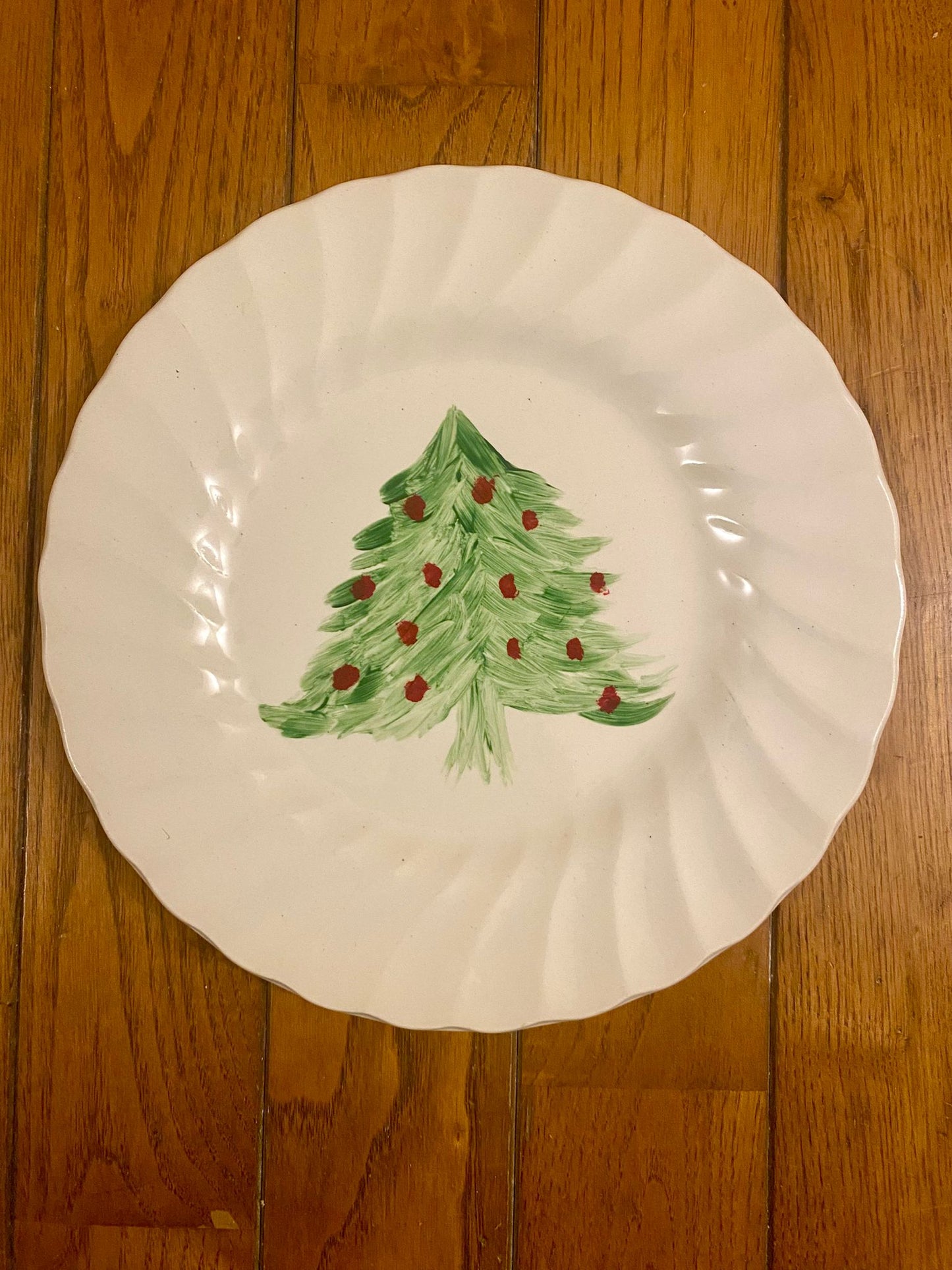 Assiette décorative sapin - produit chiné