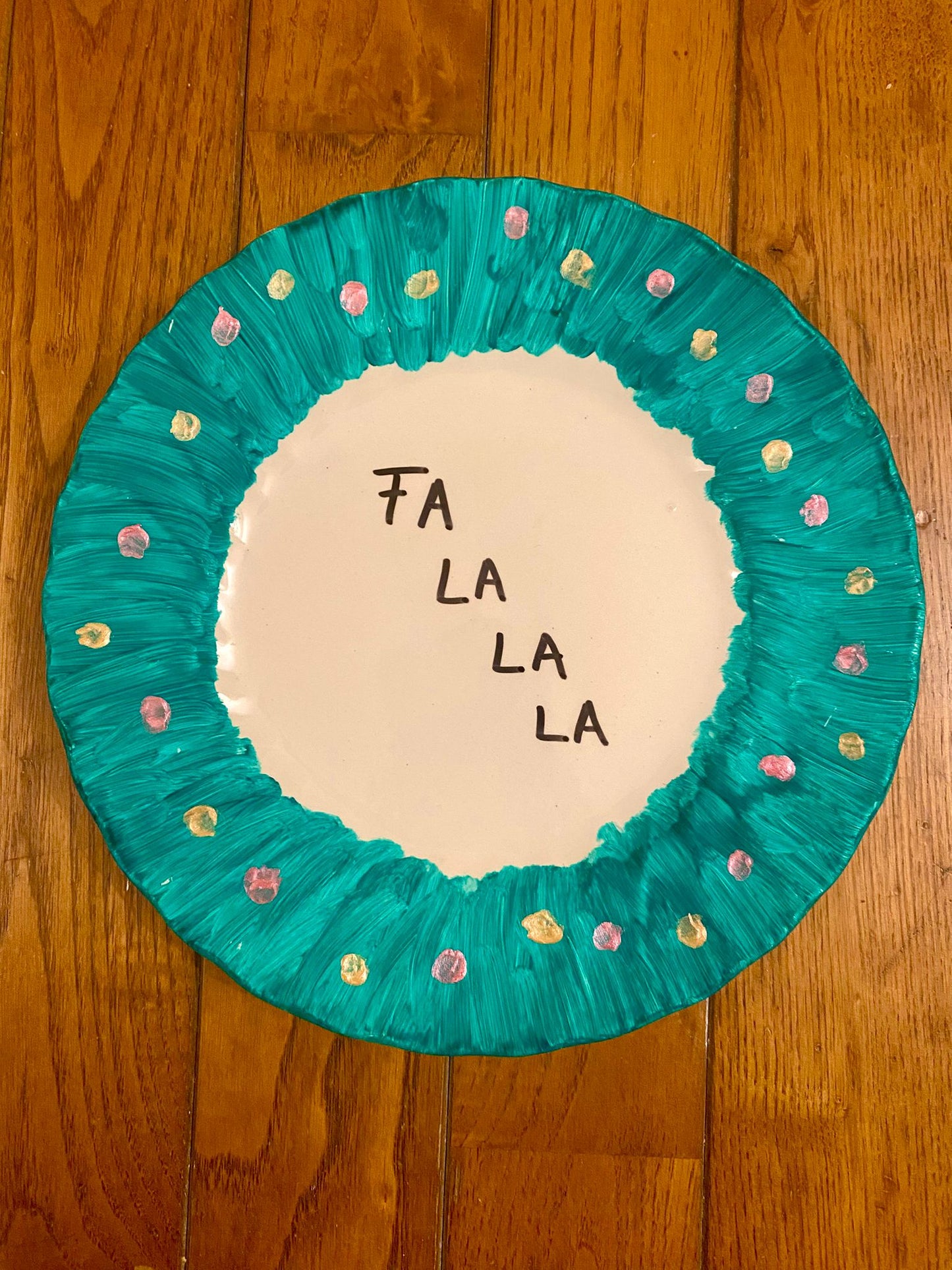 Assiette décorative "Fa La La La" - produit chiné