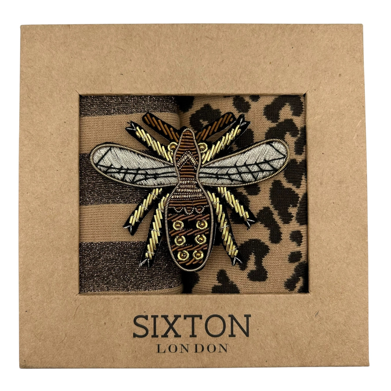 Duo de chaussettes Sand Leopard & Sand Berlin avec broche Insecte