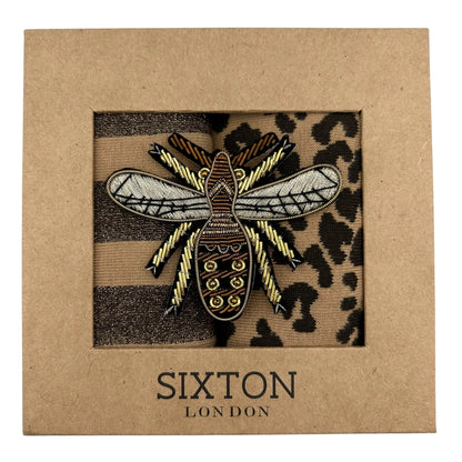 Duo de chaussettes Sand Leopard & Sand Berlin avec broche Insecte