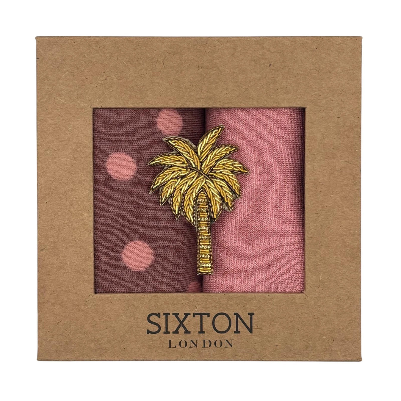 Duo de chaussettes Pink Porto & Pale Pink Tokyo avec broche Palmier