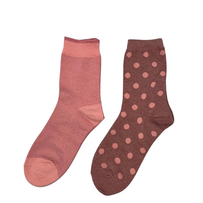 Duo de chaussettes Pink Porto & Pale Pink Tokyo avec broche Palmier